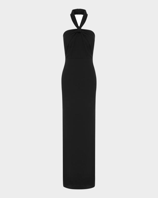 Twisted Halter Crepe Column Gown